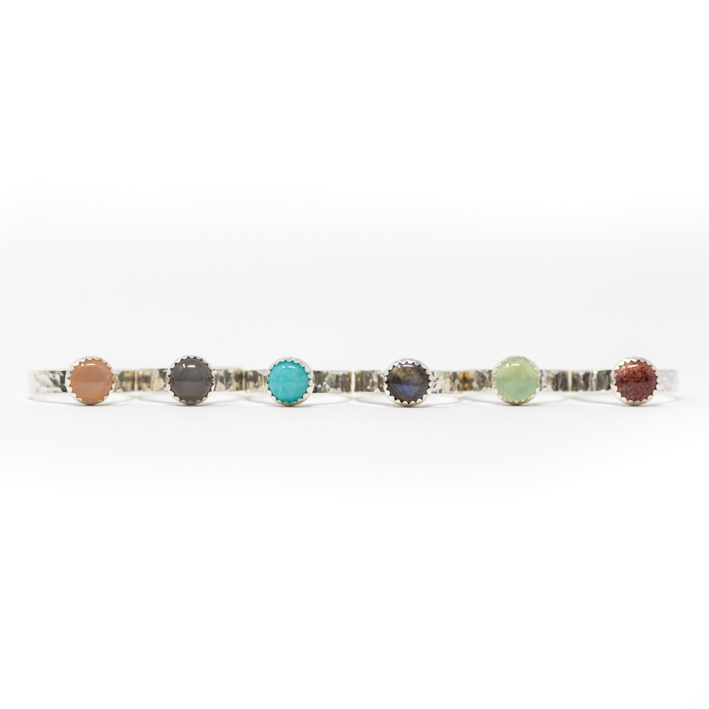 Peach Moonstone Wide Hammered Band