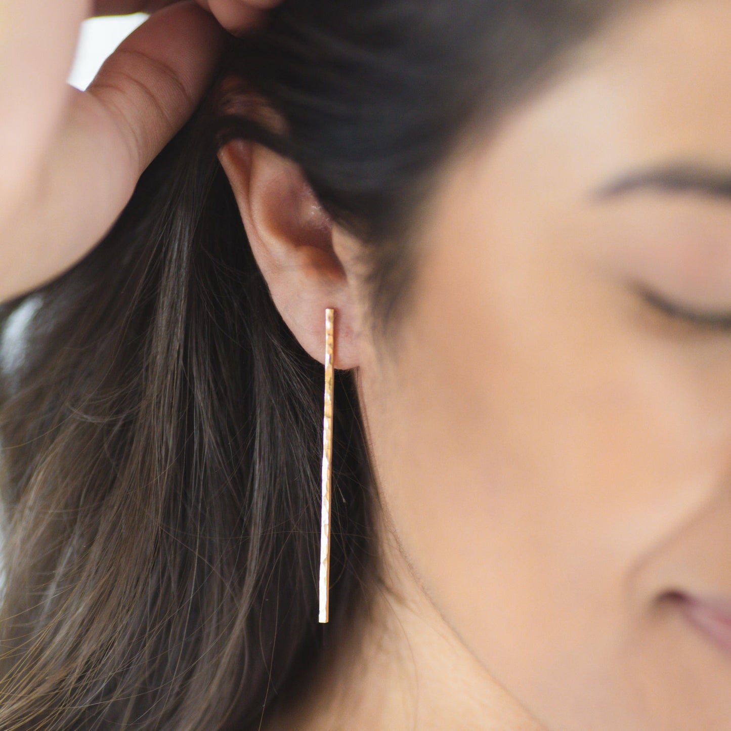 Gold-filled Hammered Line Stud Earrings